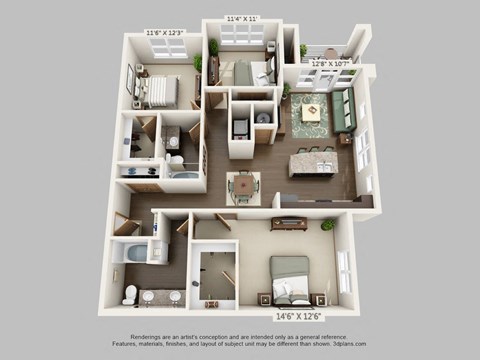 a floor plan is shown in this rendering